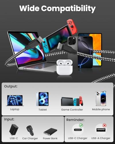 Miniatura de Paquete de 3 Cables USB C a USB C de 3m, 60W, Trenzado de Nylon 7