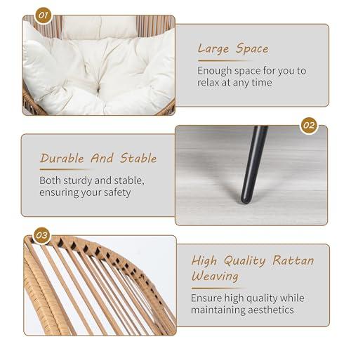 Sillón Huevo Shintenchi de Ratán para Exterior con Cojín