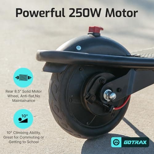 Gotrax Electric Scooter for Adults, Max 12 Mile Range & 15.5Mph by 250W Motor, 8.5" Front Air & Rear Solid Tires, Max Load 220lbs & Big Display with Cruise Control, Foldable EScoot thumbnail 5