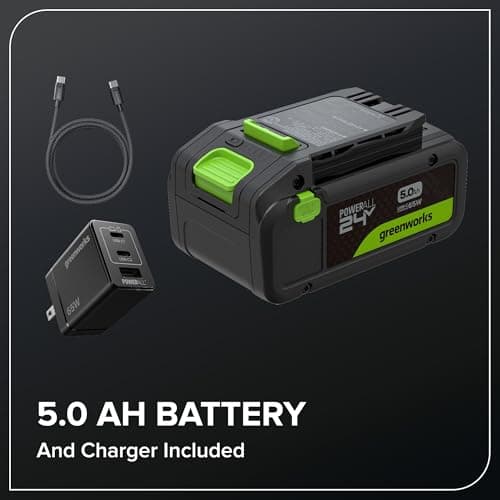 Greenworks 24V 14 in Push Lawn Mower, 5.0 Ah Battery and Charger thumbnail 9