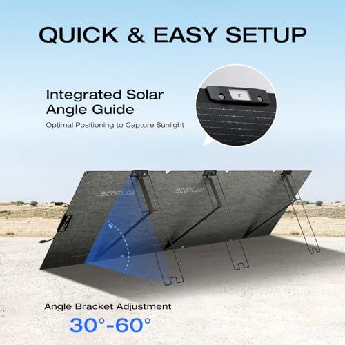 EF ECOFLOW 220 Watt Portable Solar Panel, 25% High Conversion Efficiency N-Type Solar Cell, NextGen Foldable Solar Panel with Adjustable Kickstand, IP68 Waterproof for Camping RV O thumbnail 3