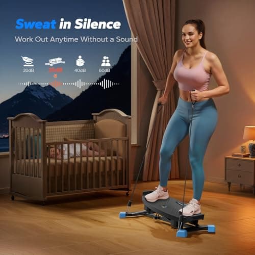 Merach Rocking Steppers for Exercise at Home, Mini Stair Stepper with Resistance Bands, Portable Balance Board Featuring LCD Monitor, 300 lbs Capacity Ski Trainer for Full Body Wor thumbnail 4