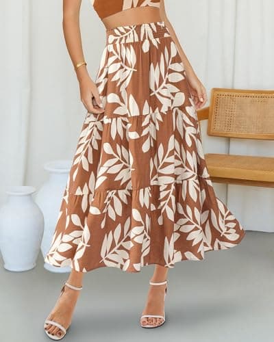 Miniatura de Falda Midi Floral Boho BTFBM para Mujer con Bolsillos 3