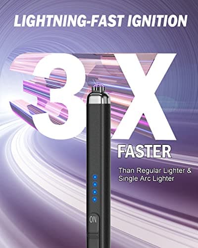 FUKKUDA Upgraded Dual Arc Electric Candle Lighter - USB Rechargeable, Windproof Flameless, Ideal Christmas Stocking Stuffer for Candles, Camping (Obsidian Black) thumbnail 3