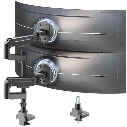 Dual Monitor-Arm Heavy-Duty for 17-49-inch Screens - Premium Vertical Stacked Dual Monitor Arm Desk Mount for Ultrawide Screens up to 44lbs, Fully Adjustability, VESA 75/100 mm, Bl