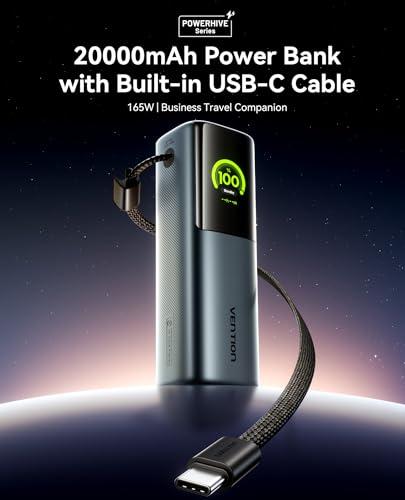 VENTION Powerhive Laptop Power Bank, 165W 20000mAh, Built-in and Extra 240W USB-C Cables, Portable Laptop Charger, Digital Display, for iPhone 17/16/15/14/13 Pro Max, MacBook, Dell thumbnail 2