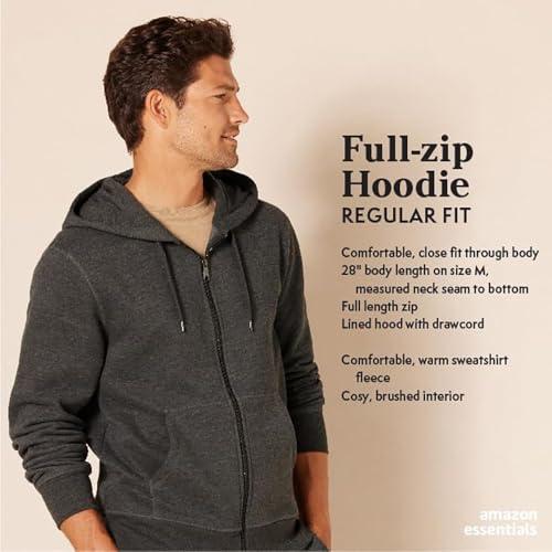 Amazon Essentials Men's Full-Zip Fleece Hoodie (Available in Big & Tall), Black Red Buffalo Plaid, X-Small