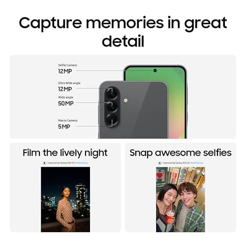 Samsung Galaxy A56 5G Cell Phone, 128GB AI Smartphone, Unlocked Android, AI Photo Edits, Large Screen, Long Battery Life, 2025, US 1 Yr Manufacturer Warranty, Awesome Graphite thumbnail 6