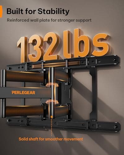 Perlegear Ultra Slim TV Wall Mount 1.1" Low Profile for 42-90" TVs, Fits 16"/24" Studs, Full Motion TV Mount Wall Bracket with Dual Articulating Arms, Swivel, Tilt, Max VESA 600x40 thumbnail 6