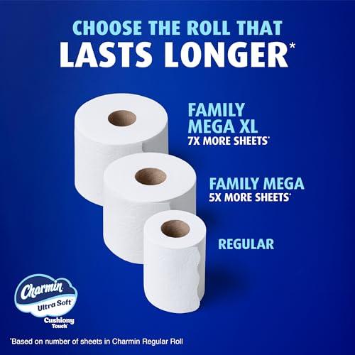 Charmin Ultra Soft Cushiony Touch Toilet Paper, 18 Family Mega XL = 126 Regular Rolls, 2-Ply, White thumbnail 7