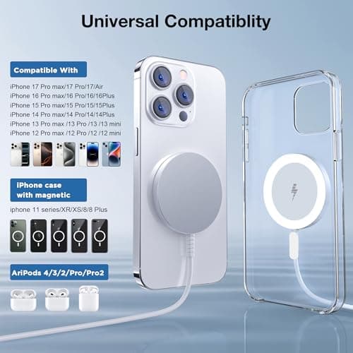 MagSafe Charger 2 Pack: Magnetic Wireless Charge iPhone 17-12 & AirPods thumbnail 2