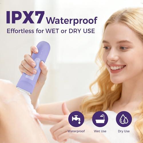 Ufree 3-in-1 Women's Electric Razor with Ceramic Blades, IPX7 Waterproof Bikini Trimmer for Women, Pubic Hair Trimmer, Cordless Rechargeable Shaver for Legs, Armpit, Valentine's Gi thumbnail 7