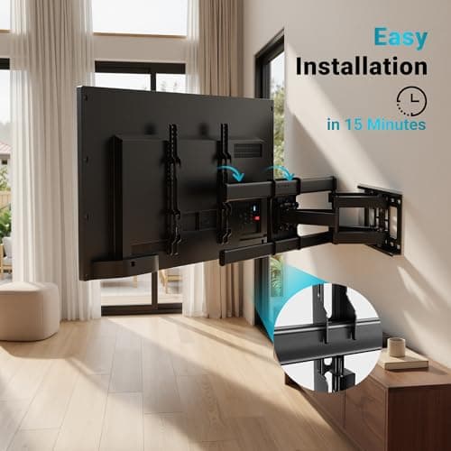 BONTEC Full Motion TV Wall Mount for 37-85 Inch TVs, Hold up to 132lbs, Heavy Duty Swivel Tilt TV Mount, Articulating Dual Arm Wall Mount TV Bracket, Max VESA 600x400mm, Fits 16" W thumbnail 9
