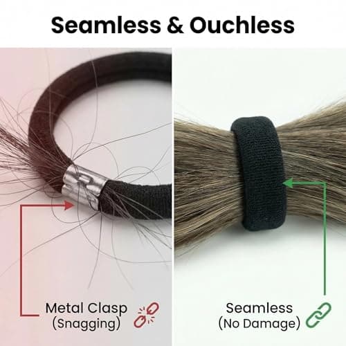 Miniatura de 50 Ligas elásticas negras para cabello, sin costuras y sin daños 5