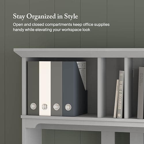 Bush Home Salinas Computer Desk with Hutch | Study Table with Drawers, Cabinets & Pullout Keyboard/Laptop Tray | Modern Home Office Desk in Cape Cod Gray | Work Desk with Storage thumbnail 6