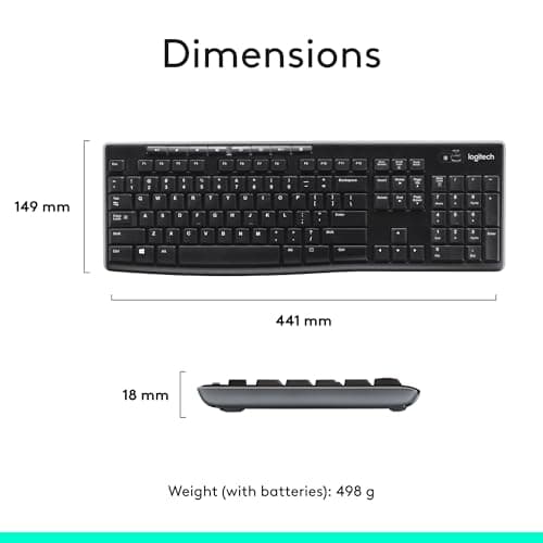 Logitech MK270 Wireless Keyboard and Mouse Combo for Windows, 2.4 GHz Wireless, Compact Mouse, 8 Multimedia and Shortcut Keys, 2-Year Battery Life, for PC, Laptop - Black thumbnail 9