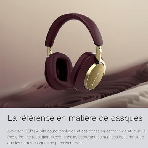 Bowers & Wilkins Px8 Over-Ear Wireless Headphones, Royal Burgundy thumbnail 3