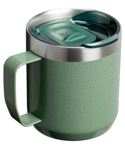 STANLEY Everyday Camp Mug 12oz | Drink Through Lid | Cup for Coffee, Tea and Drinks | Insulated Stainless Steel Coffee Mug | BPA-Free | Hammertone Green