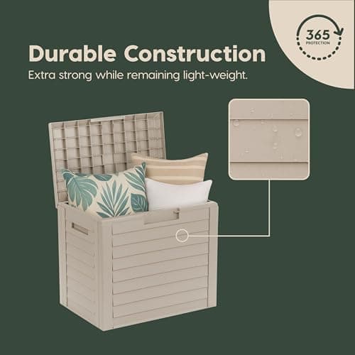 IRIS USA 35 Gallon Outdoor Deck Box, Lockable, Weather-Resistant, Beige thumbnail 10
