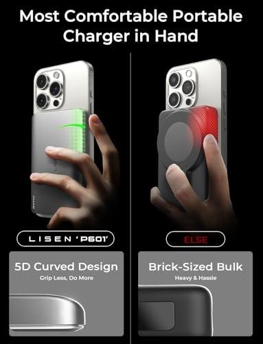 Power Bank Magnético LISEN MagSafe Ultra Delgado de 5000mAh para iPhone