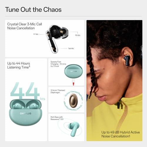 OnePlus Nord Buds 3 Pro, Wireless Bluetooth Earbuds, Noise Canceling Earbuds, Deep Bass, Immersive Sound, Up to 44 Hour Playtime with Charging case, Starry Black thumbnail 2