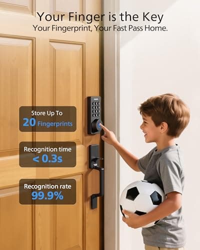 Philips Wi-Fi Smart Door Lock with Handle Set, Keypad Deadbolt for Front Door, Fingerprint Keyless Entry Door Lock with App Remote Control, IP53 Waterproof, Auto Lock, Security Eas thumbnail 4