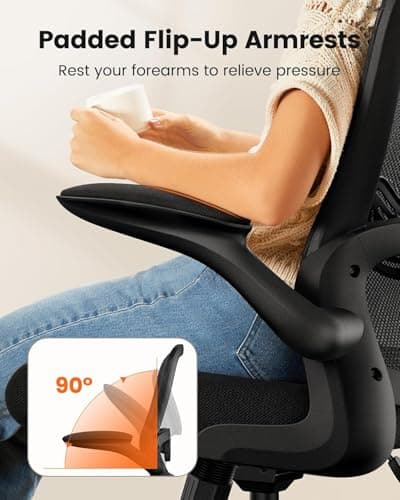ErGear Drafting Chair, Standing Desk Chair with Flip-Up Armrests, High Desk Chair Adjustable Height, Ergonomic Tall Office Chair with Lumbar Support and Adjustable Footrest Ring thumbnail 7