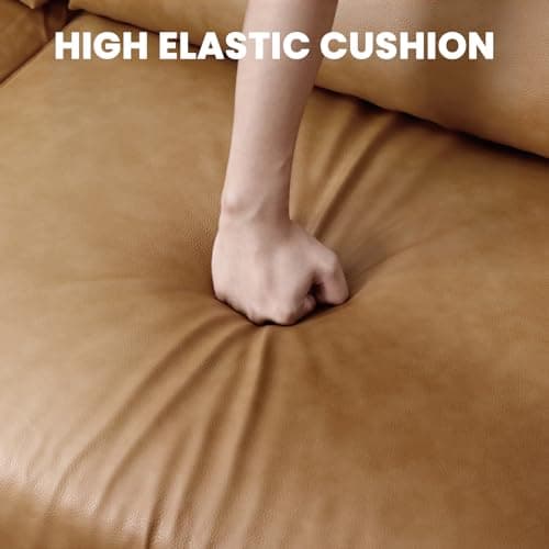 Vesgantti 100" L-Shaped Faux Leather Sectional Couch, Wide Seating, Camel