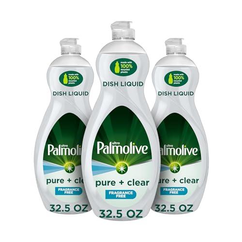 Palmolive Ultra Dishwashing Liquid Dish Soap, Pure + Clear Fragrance Free (Packaging may vary) - 32.5 Fluid Ounce (Pack of 3)