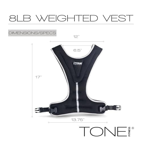 Miniatura de Tone Fitness 8lb Weighted Vest, Black 4