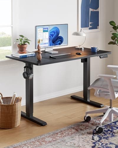 HUANUO 48 x 24 Inch Electric Standing Desk, Height Adjustable Computer Gaming Desk with 4 Memory Presets, Home Office Sit Stand Desk with Hooks & Cable Management, Black thumbnail 2