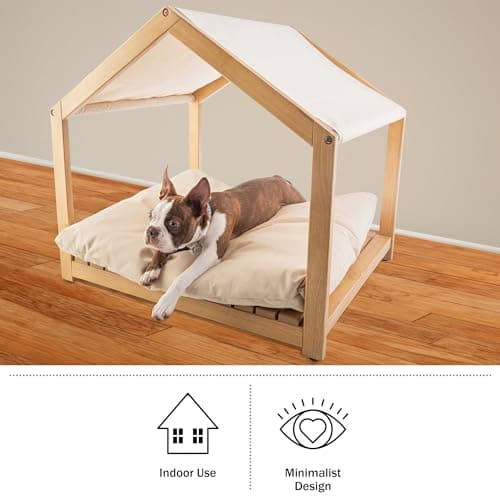 Miniatura de Casa para perro PETMAKER de 30x24 pulgadas con cojín y toldo ajustable 5