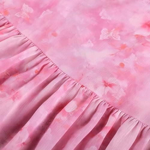 Scarlet Darkness Floral Maxi Skirts for Women 2026 Summer Flowy Ruffle Long Skirt with Pokets Pink L thumbnail 5