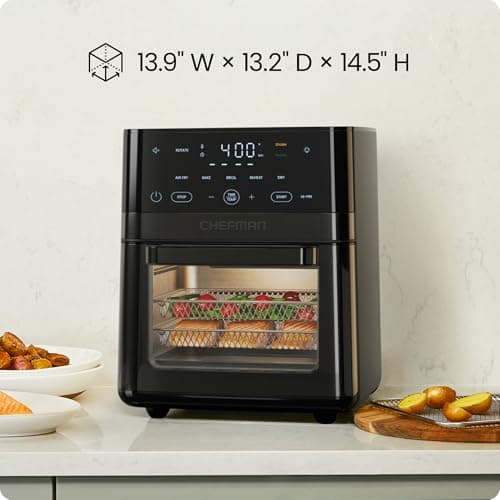 Chefman Air Fryer 6-in-1, XL 14-Quart Multifunctional Airfryer with Touchscreen Controls, Rotisserie, Food Dehydrator, Convection Oven, Bake, Broil, and Reheat Functions, Windowed  thumbnail 10