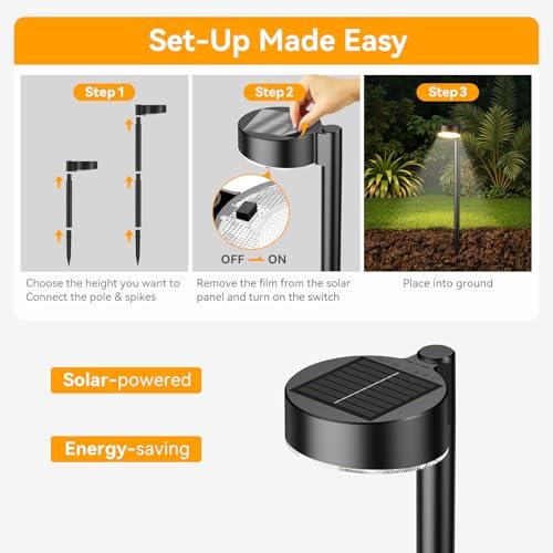 Ahaorigin 8 Pack Solar Pathway Lights Outdoor, 12 Brighter LED Solar Lights Outdoor Waterproof, Up to 12 Hrs Modern Path Light for Yard Garden Walkway Driveway Lawn (8 Pack) thumbnail 6