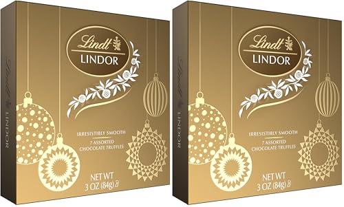 Lindt LINDOR: Trufas de Chocolate Navideñas Surtidas, 3.0 oz (Paquete de 2)