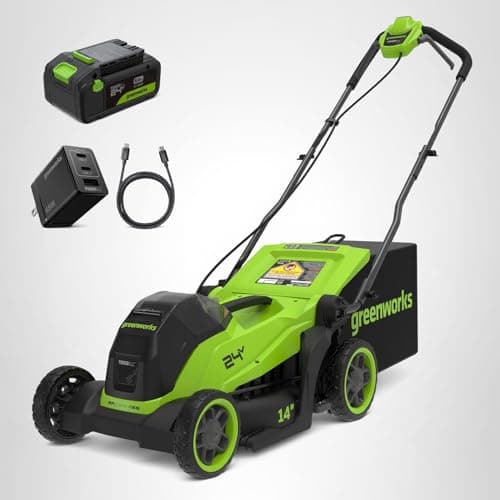 Greenworks 24V 14 in Push Lawn Mower, 5.0 Ah Battery and Charger thumbnail 14