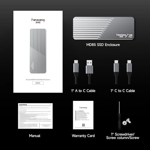 Gabinete SSD M.2 NVMe/SATA fanxiang con Ventilador, USB 3.2 Gen 2 (10Gbps)