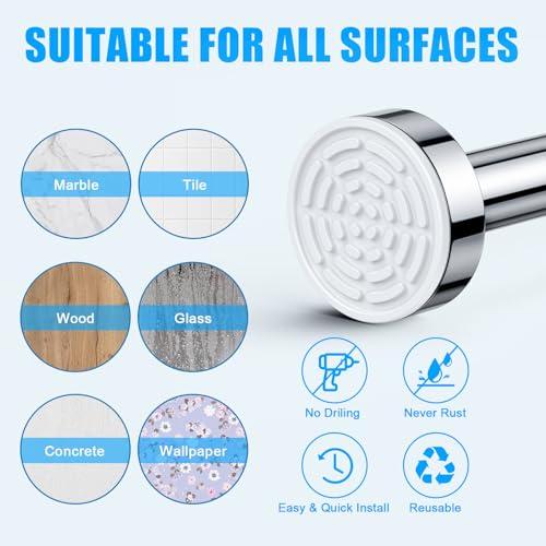 Barra de Cortina de Ducha TEECK Ajustable 32-80 pulg. - Sin Taladrar ni Óxido