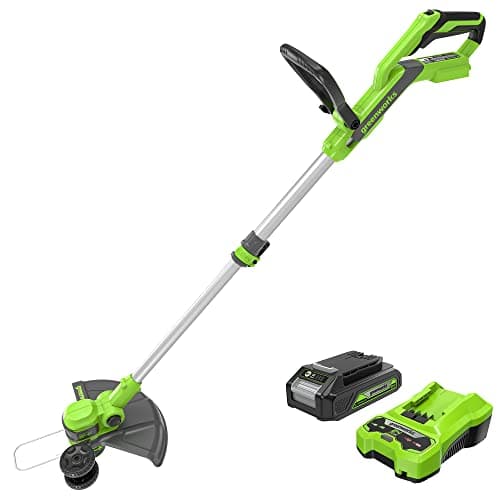 Greenworks 24V 12 in Cordless String Trimmer, 2.0 Ah Battery and Charger