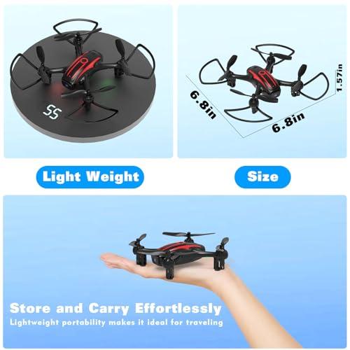 Drone with Camera 1080P HD, Remote Control Mini Drones for Kids and Adults, RC Quadcopter with One-Key Takeoff/Landing, Altitude Hold, 3D Flip, Gesture Selfie, 2 Batteries Drone 