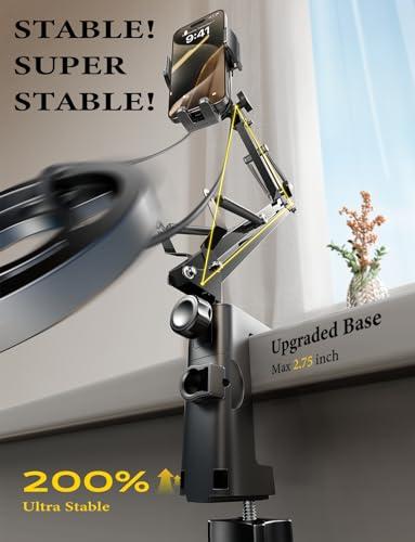 LISEN Gooseneck Phone Holder for Bed Desk [3rd Upgrade] Cell Phone Stand for Desk Bed Gaming Accessories,Gifts for Men Mom Senior Tech Mount for Recording Filming Laying Down Flexi thumbnail 5