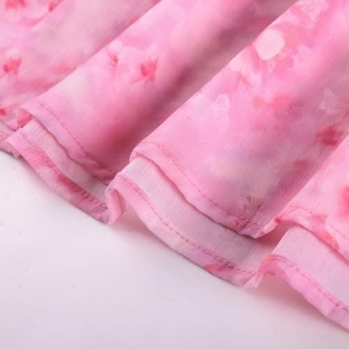 Scarlet Darkness Floral Maxi Skirts for Women 2026 Summer Flowy Ruffle Long Skirt with Pokets Pink L thumbnail 6