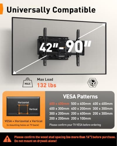 Soporte de pared articulado Perlegear para TV de 42-90" hasta 60 kg