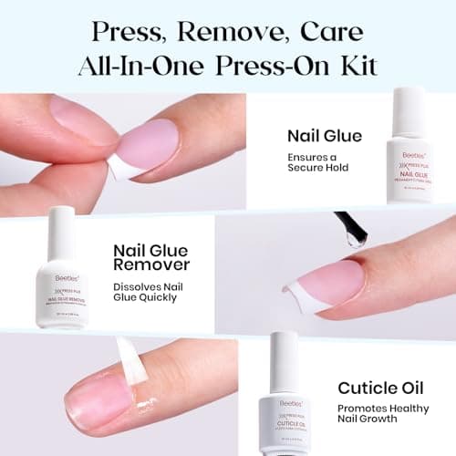 Beetles Press On Nails Kit - Short Square French Tip Nails Kit, 224 Pcs thumbnail 6