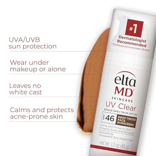 EltaMD UV Clear Deep Tinted Face Sunscreen, Oil-Free Face Moisturizer with SPF 46, Dermatology Tinted Moisturizer, Facial Travel Size Sunscreen with Zinc Oxide, 1.7 oz Pump thumbnail 2