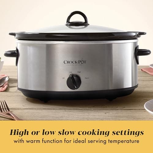 Crock-Pot 7-Quart Manual Slow Cooker, Family Size Serves 8+ People & Fits 6-lb Roast, Removable Stoneware with Warming Setting, Dishwasher Safe for Easy Cleanup, Stainless Steel thumbnail 3