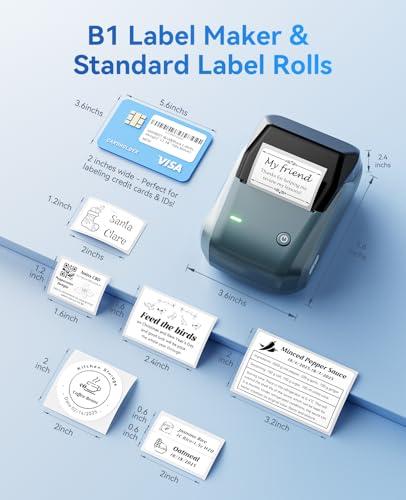 NIIMBOT B1 Label Maker Machine, Thermal Label Printer Easy to Use for Office, Home, Business, Came with 1 Roll White Label(Blue)