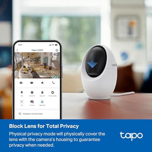 Tapo 4K Indoor Pan/Tilt Wired Security Camera - Works as a Baby Monitor, Person/Pet Detection, Facial Recognition, 360° AI Motion Tracking, Subscription-Free Local Storage or Optio thumbnail 9