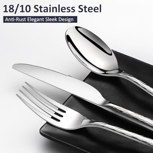 Silverware Set, 20-Piece Heavy-Duty Cutlery Set, 18/10 Stainless Steel Flatware Set for 4,Mirror-Polished Knife Spoons and Forks Set, Dishwasher Safe Utensil Sets,Perfect for House Warming Gifts thumbnail 3